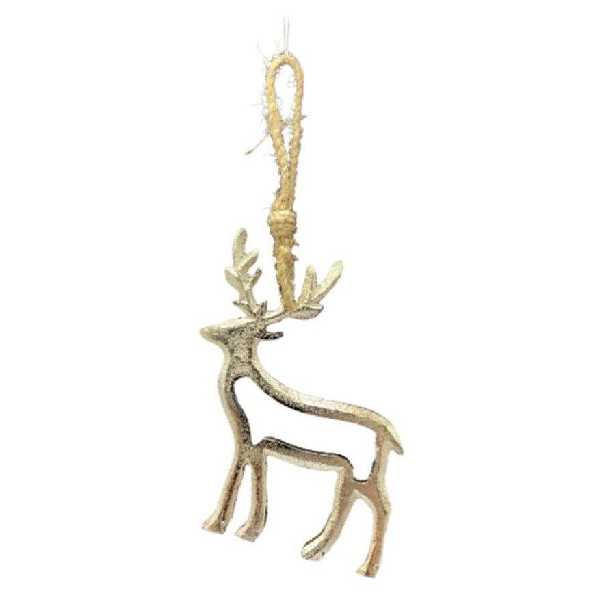 Brushed Effect Gold Reindeer, 12cm