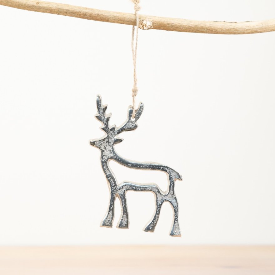 Gold Hanging Reindeer Ornament, 12cm 