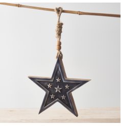 Black Wood Star Deco, 14cm