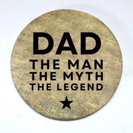 Wooden 'Dad' Round Coaster, 10cm