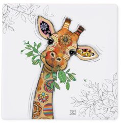 This beautifully designed coaster features a delightful illustration of a giraffe, created with intricate details