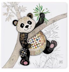 This charming coaster features a delightful design of a playful panda.