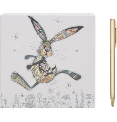 Featuring an adorable illustration of a hare surrounded by delicate flowers, this memo block is perfect for jotting down