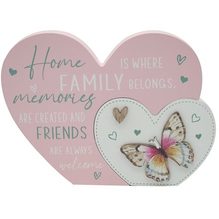 Home Where Family Belongs Heart Plaque, 22cm