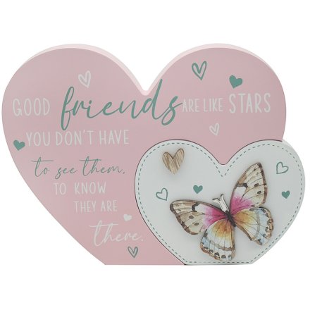 "Friends" Heart Plaque With Butterfly, 22cm