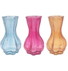 A textured vase full of colour in 3 assorted designs. 