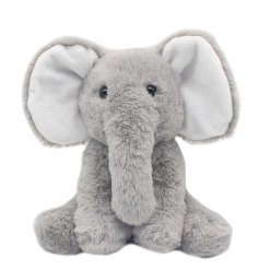Crafted with a soft fabric and faux fur made from 100% recycled plastic, this grey elephant toy is irresistibly soft