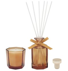 Glass Candle & Diffuser Set in Amber 