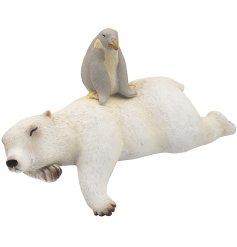 Polar Lying Bear With Penguin