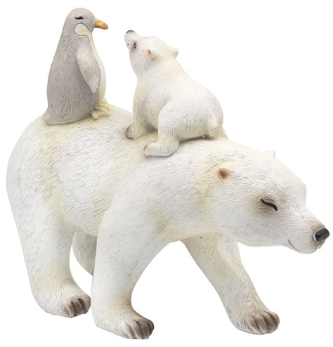 Delight in the enchanting charm of our Polar Bear Cub and Penguin ornament