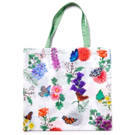 A charming and functional reusable shopping bag adorned with butterfly meadows print.