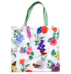 A sweet and practical reusable shopping bag in butterfly meadows.