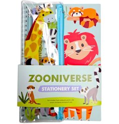Zooniverse Notepad & Pencil Case 6 Piece Stationery Set