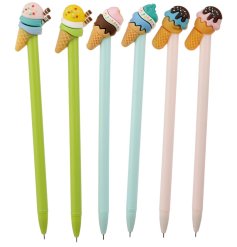 A bright and colourful fine tip pen with an ice cream topper.