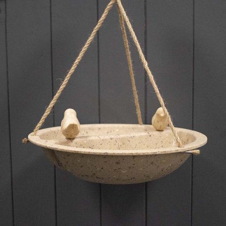Hanging Bird Bath & Feeder - Earthy Coffee Husks, 27cm