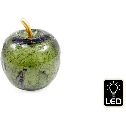LED Glass Apple Ornament, 12.5cm