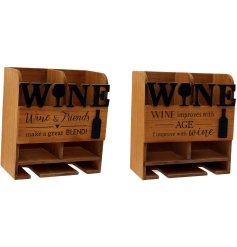 Wooden Wine Glass & Bottle Holder 22cm