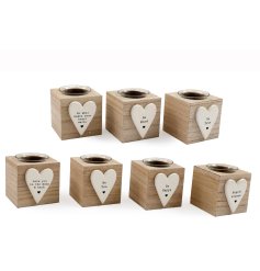 A lovely assortment of 10 wooden block candle holders.