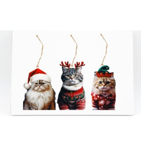 A beautiful hanging cat decoration that brings traditional Christmas charm to your tree