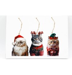 Fun Christmas decorations cat ornaments with strings, convenient to hang on the tree, and perfect for y