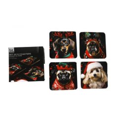 Beautifully designed Christmas dog coaster perfcet for your christmas get togethers.