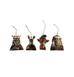 A assortment of 4 quirky animals tree decoration