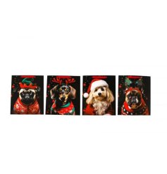 Embrace the holiday tradition of giving with Santa's special touch with these cute charming doggie gift bags 