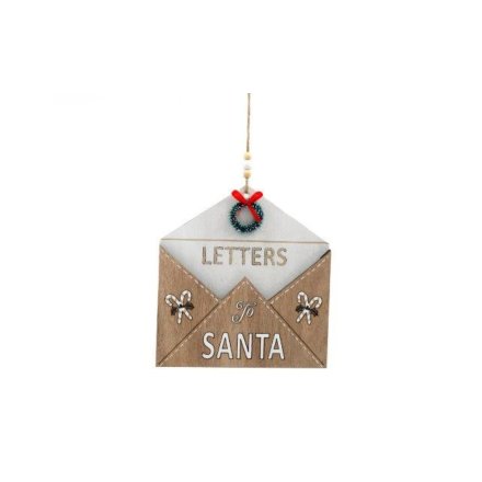 Hanging Wooden Letter To Santa, 19cm 