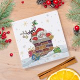 A festive Santa and Reindeer, ceramic coaster illustrated by the talented Bug Art.