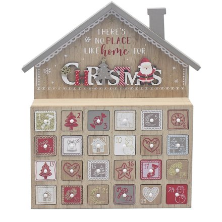 Christmas Wooden House Advent Calendar, 35cm