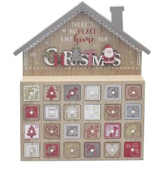 Wooden House Advent Calendar Deco, 35cm