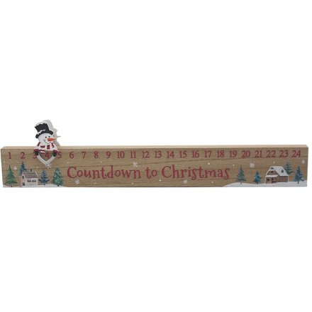Xmas Snowman Count Down Ruler Plaque, 38cm