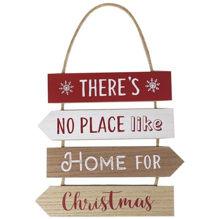 'No Place Like Home at Christmas' Wooden Hanging Plaque