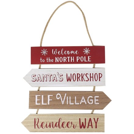 Christmas North Pole Santas Workshop hanging Sign