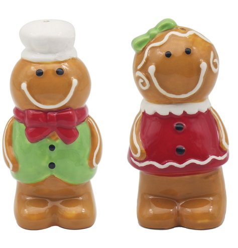 Christmas Gingerbread Men Salt & Pepper Pot Set 