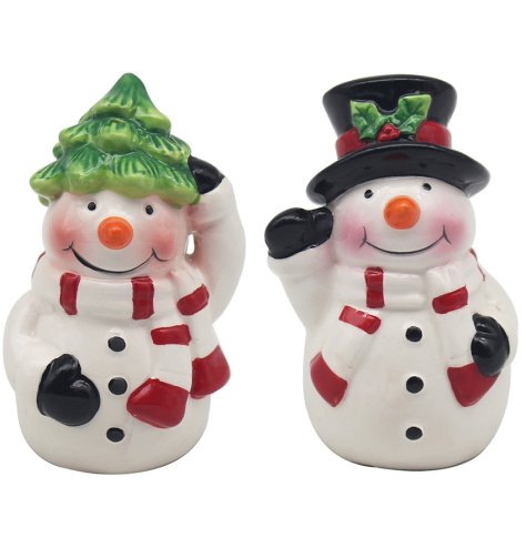 Christmas Snowmen Salt & Pepper Pot Set 