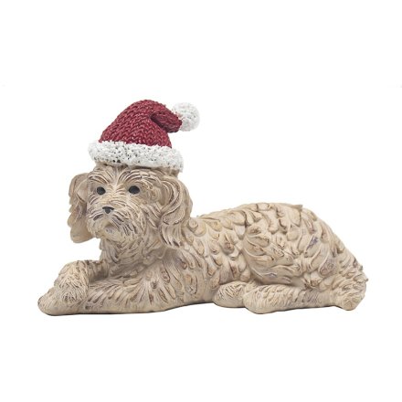 Xmas Happy Paws Dog Laying Down Ornament