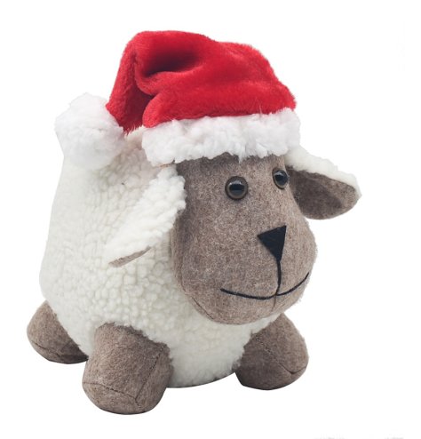 Christmas Sheep with Santa Hat Doorstop