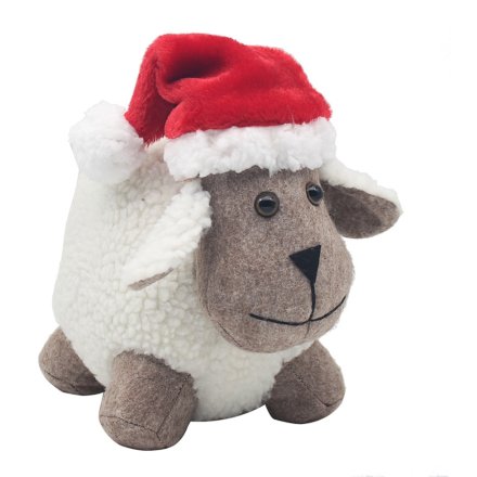 Sheep with Christmas Hat Doorstop