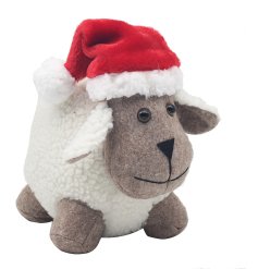 Xmas Sheep with Hat Doorstop