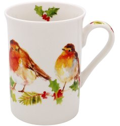 A stunning christmas winterer robin mug