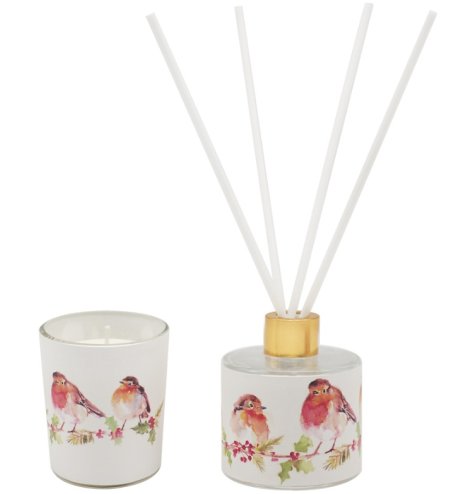 Christmas Winter Robins Candle & Diffuser Set
