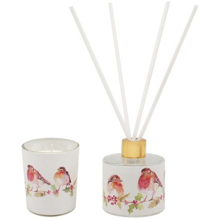 Winter Robins Candle & Diffuser Set