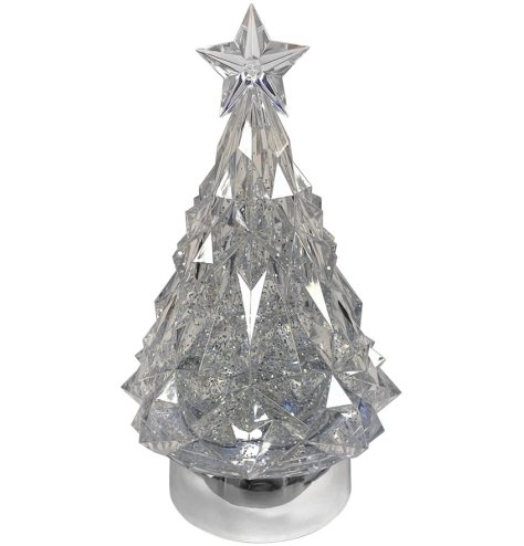 Christmas Water Swirling Silver Tree Lamp