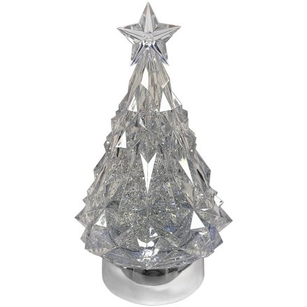 Christmas Water Swirling Silver Tree Lamp