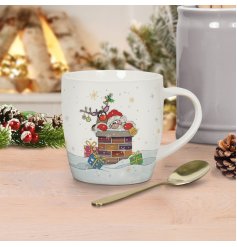 Christmas Bug Art Santa on Roof Mug