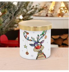 Bring the magical spirit of Christmas into your home with our charming Xmas Bug Art Rudolph Candle. 