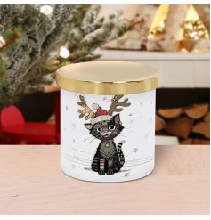 Enhance any space with this charming cat bug art candle,