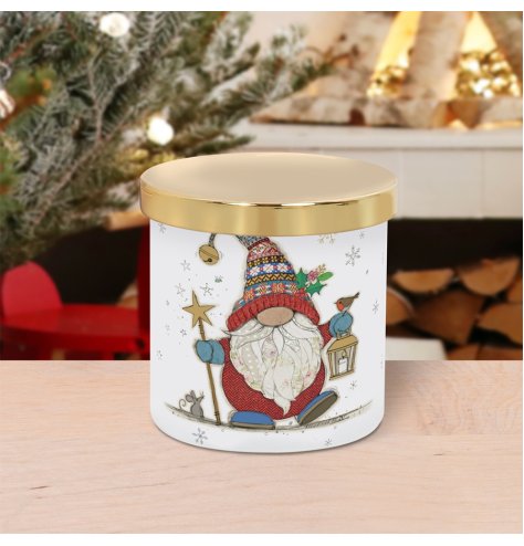 Bug Art Xmas Gonk Candle with Gold Lid