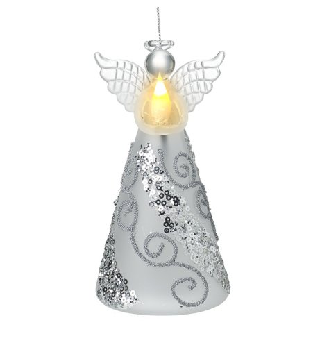 Silver Light Up Glass Angel 14.9cm